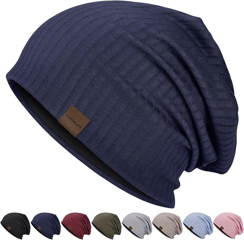 HAMUNI Slouchy Beanie for Men Women Soft Lightweight Running Beanie Hat Chemo Cap Skull Cap - Image 1